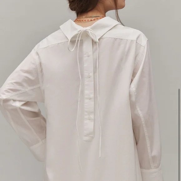 Anthropologie White Button-Up Shirt Dress - Picture 4 of 5